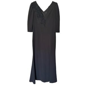 Besty & Adam Womens Formal Dress Black Lace Chiffon Detail Gown Cocktail Sz 14